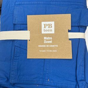 Pottery Barn Teen Metro Duvet Cover Full/Queen Bright Blue